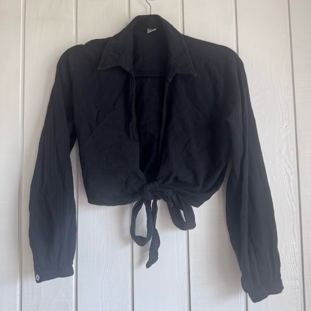 Blanco by Nature Black front Tie Top